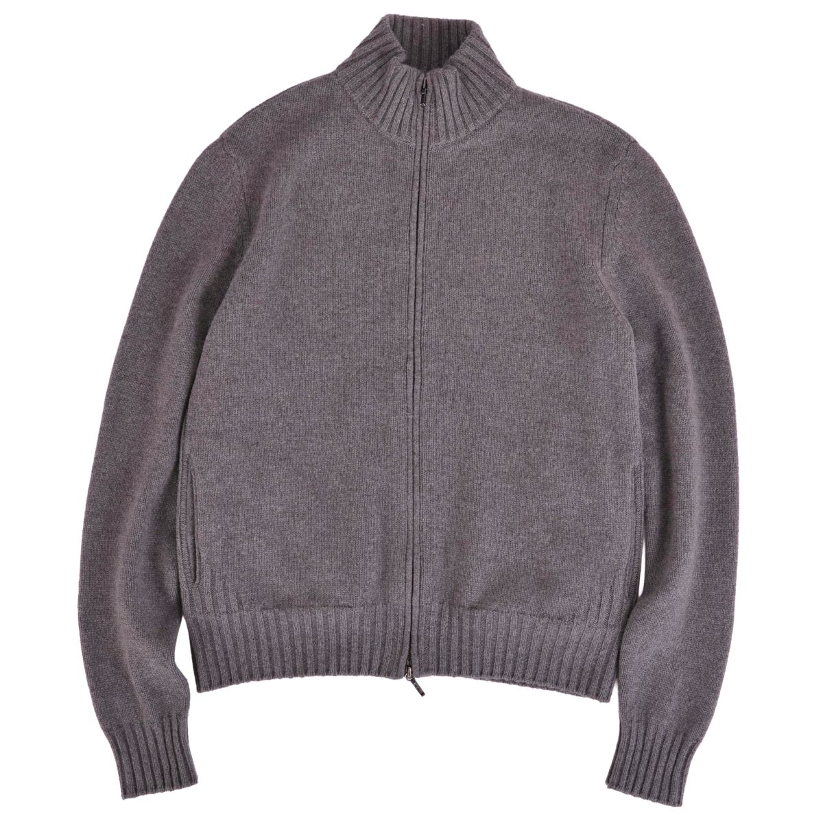【極美品】ロロピアーナ Loro Piana 編み物 ジレー ドライバーズニット ハイネック ダブルジップ カシミール イタリア製 トップス メンズ 48(M好いかげんに) 暗灰色薄墨色【中古】