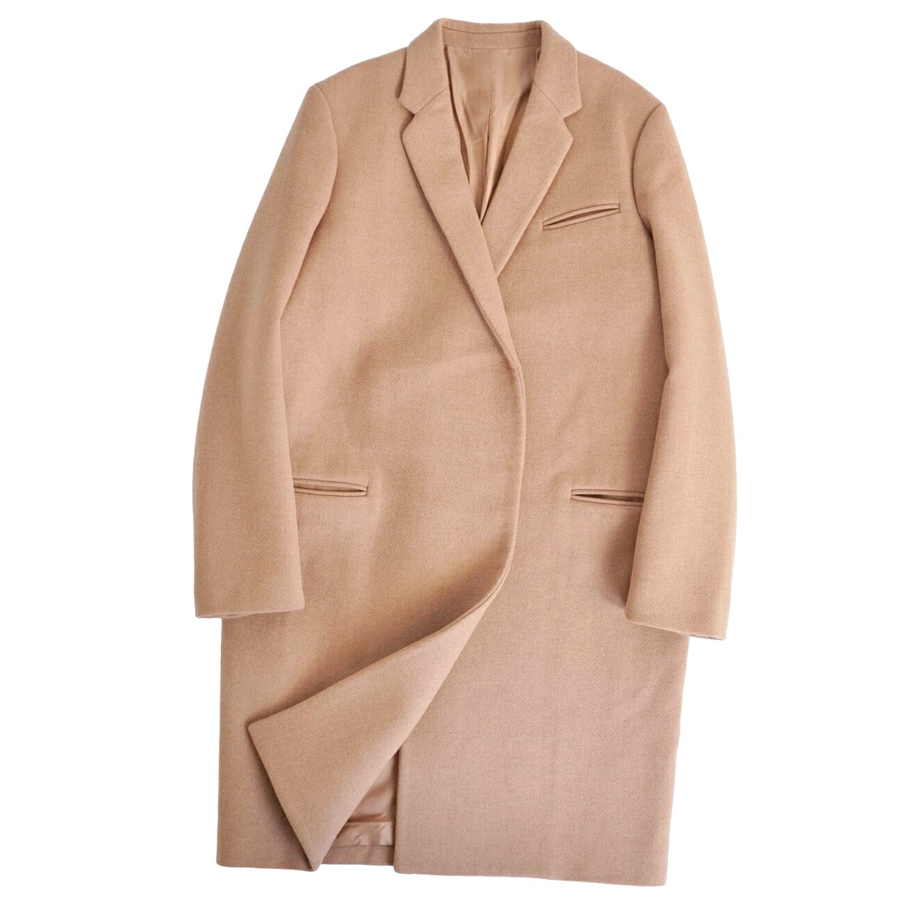 【極美品】セリーヌ CELINE 厚地の外套 フィービー期 クロンビーコート チェスターコート 名取り草受け答え キャメルヘアー 羊毛 アウター レディース 44(XXL好いかげんに) キャメルブラウン【中古】