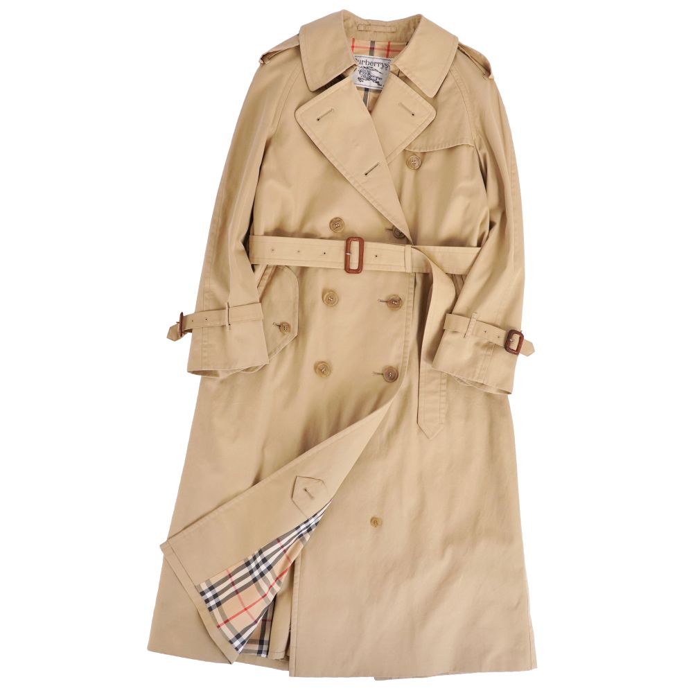 【美品】Vintage バーバリー Burberrys 厚地の外套 トレンチコート 綿織物100% 裏照合のしるし アウター レディース 11AB3(L好いかげんに) ベージュ【中古】