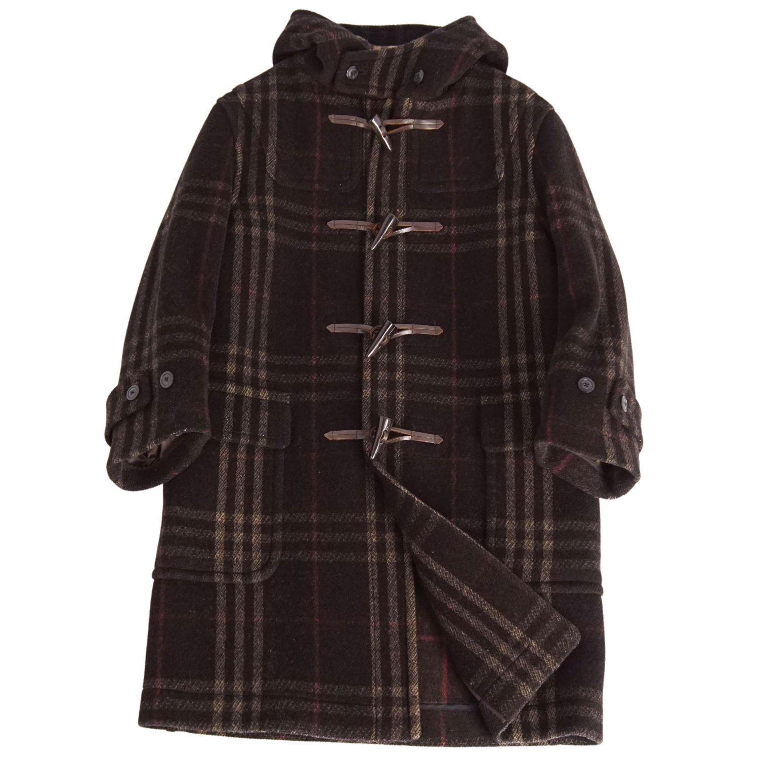バーバリーズ ダッフルコート カシミヤ ノバチェック 日本製 ブラック