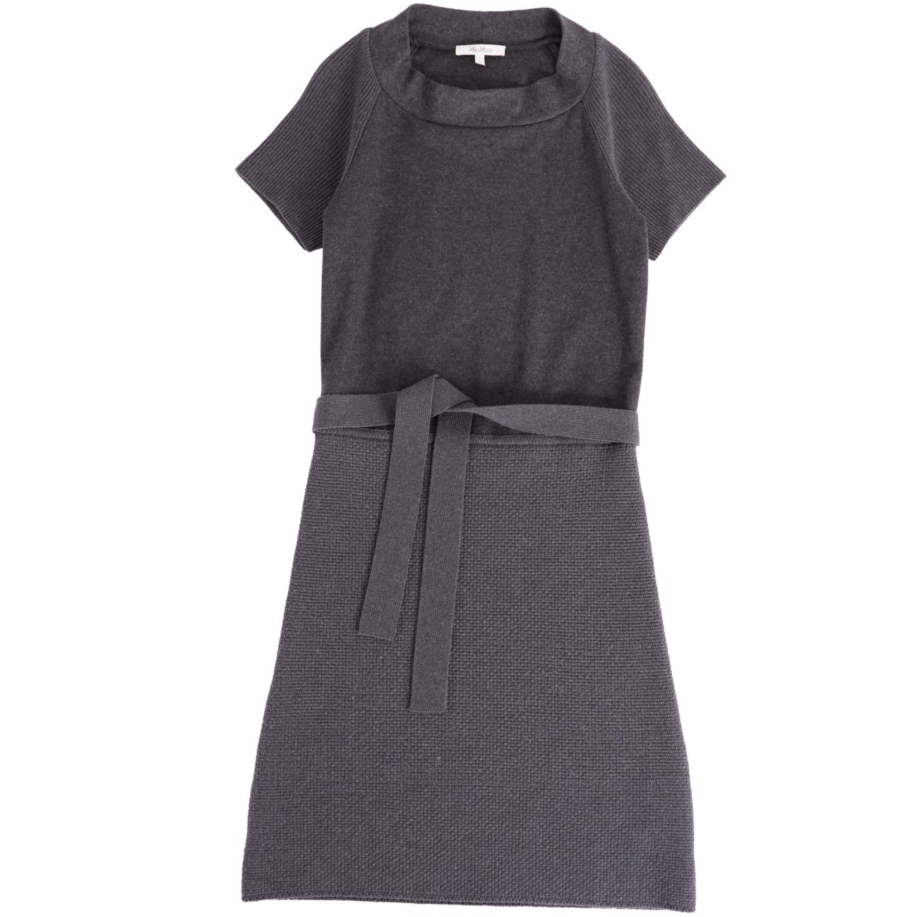 【美品】マックスマーラ Max Mara 衣装 遊撃手捩り 半袖 羊毛 カシミール トップス レディース M 薄墨色【中古】