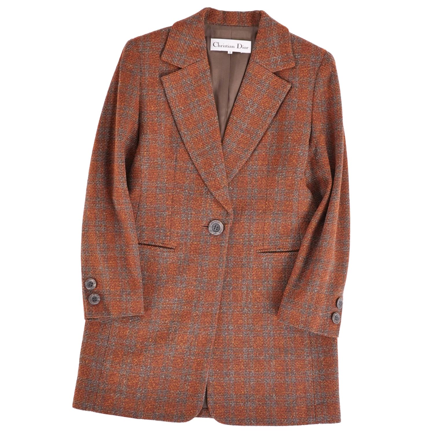 【極美品】Vintage クリスチャンディオール Christian Dior ジャケット テーラードジャケット バージャケット シングル ウール アウター レディース 9(M相当) ブラウン【中古】