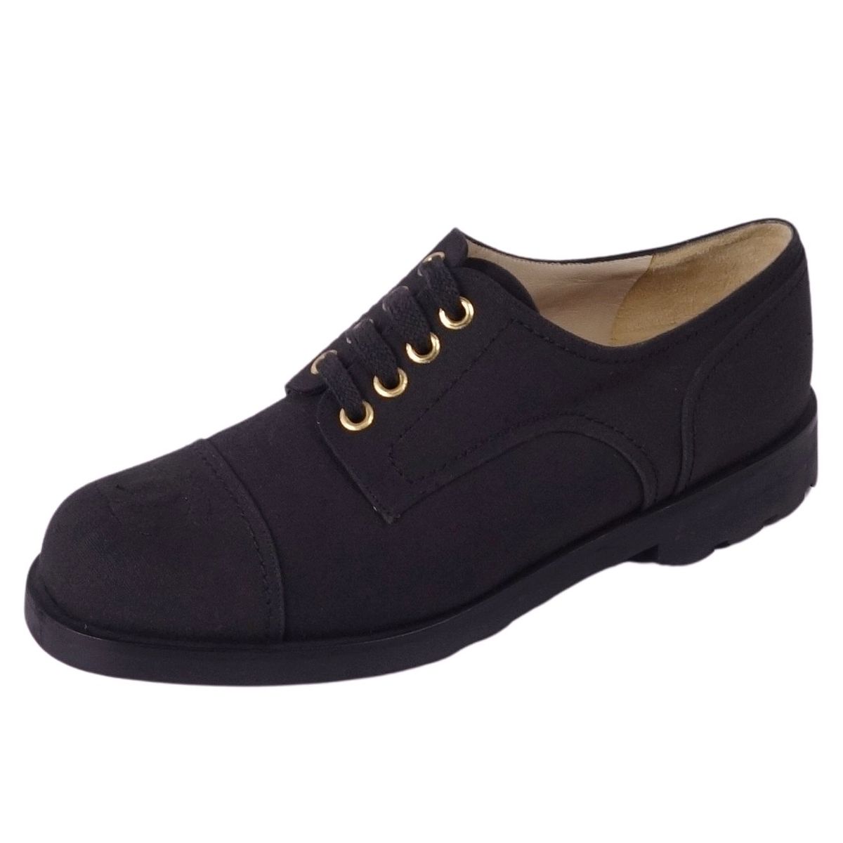 C256/袋付き CHANEL シャネル ドレスシューズ ブラック CHANEL 】シャネル スニーカー ヒール付き CCロゴ ブラック