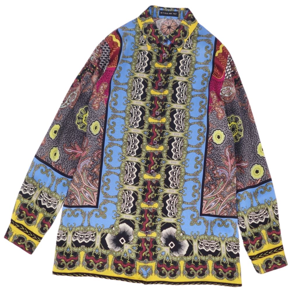 エトロ ETRO シルク100% リブニット カットソー 花柄 M相当 極美品 エトロ ETRO シルク100% リブニット カットソー 花柄 M相当 極美