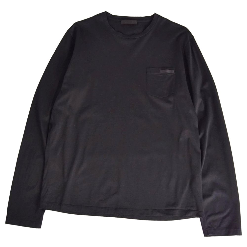 【美品】プラダ PRADA Tシャツ 2019 カットソー ロングスリーブ 長袖 コットン トップス メンズ L ブラック【中古】｜MODEST LORD 仙台 店