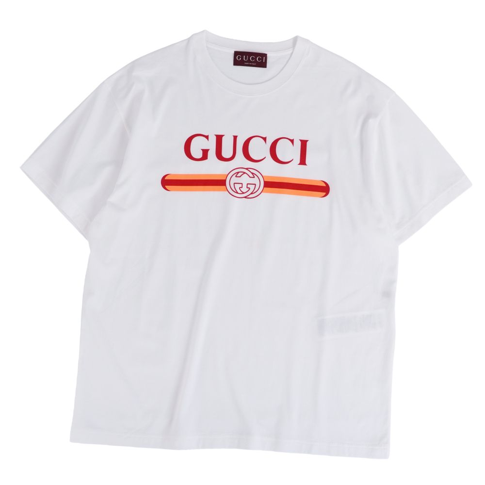 【美品】グッチ GUCCI プルオーバー 788093 カットソー 遊撃手捩り 半袖 ロゴタイプ ウェブストライプ シェリー酒生産ライン 綿織物 トップス メンズ イタリア製 M 白いこと【中古】