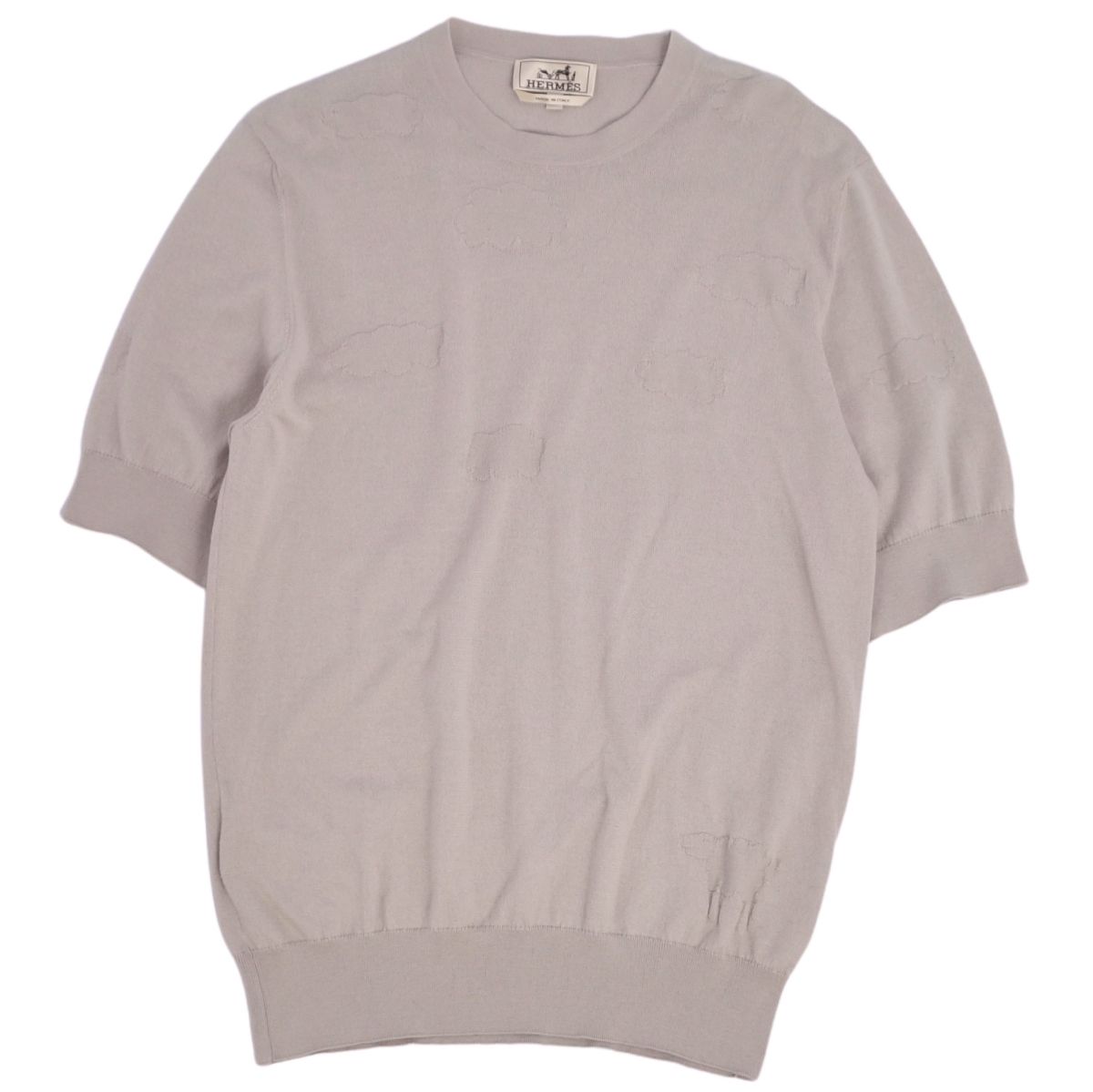【極美品】エルメス HERMES ニット セーター ショートスリーブ コットン カシミヤ トップス メンズ イタリア製 XS グレー【中古】