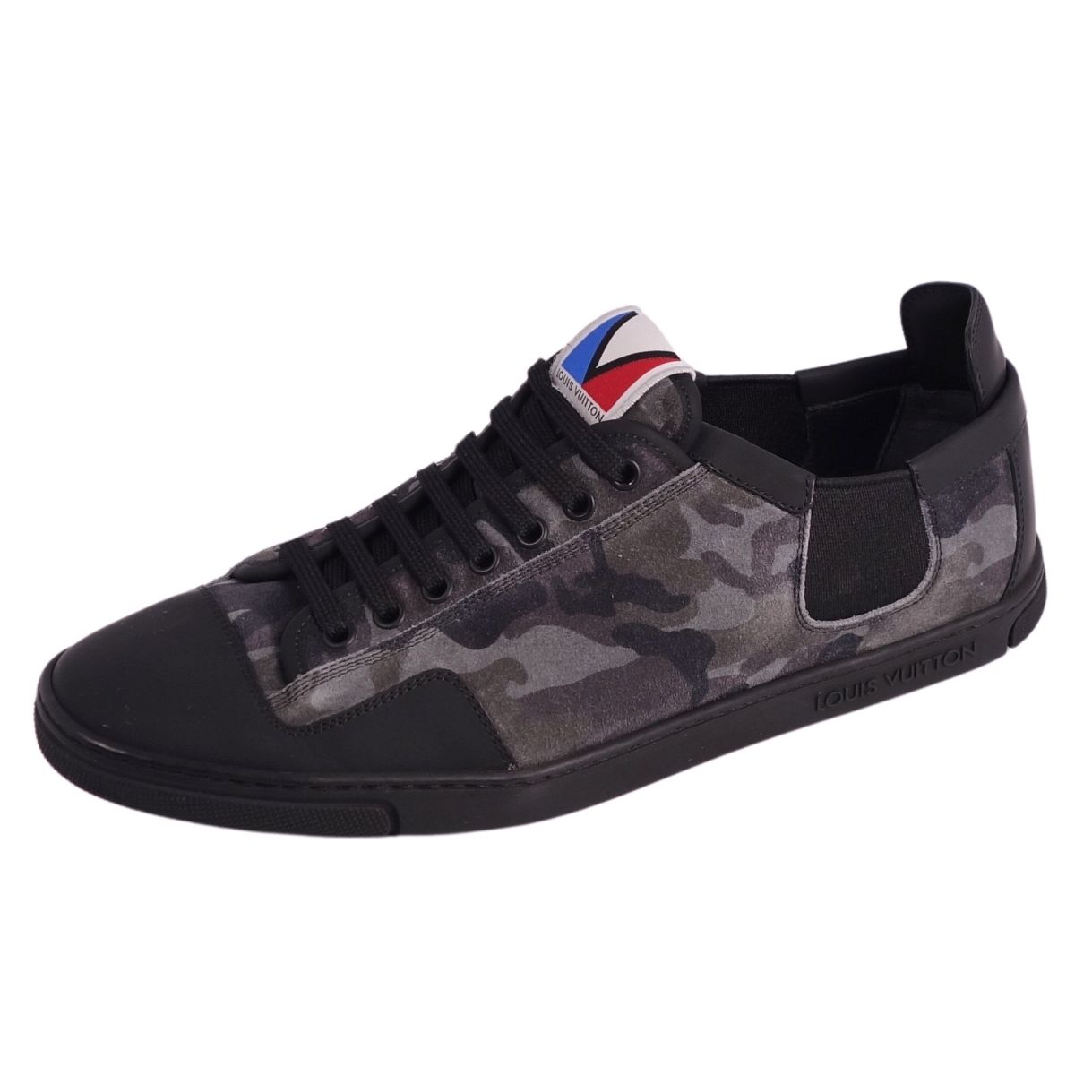 【美品】ルイヴィトン LOUIS VUITTON スニーカー ローカット 迷彩 ガストン スウェードレザー シューズ 靴 メンズ イタリア製 7(26cm相当) グレー【中古】