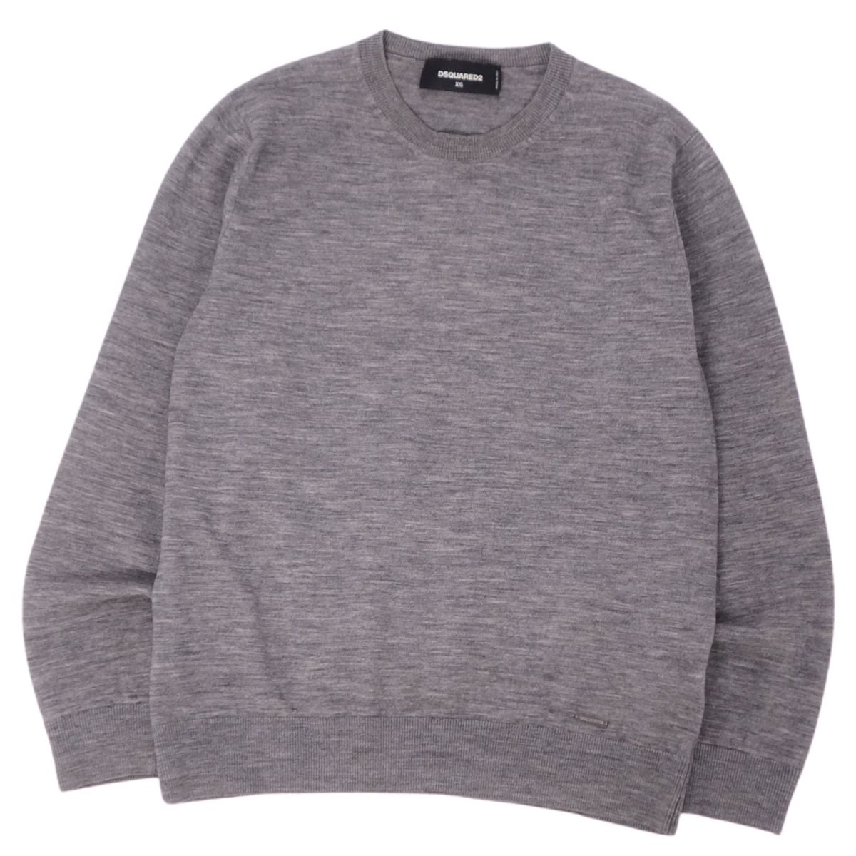 【美品】ディースクエアード DSQUARED2 ニット セーター ロングスリーブ 長袖 無地 ウール トップス メンズ XS グレー【中古】