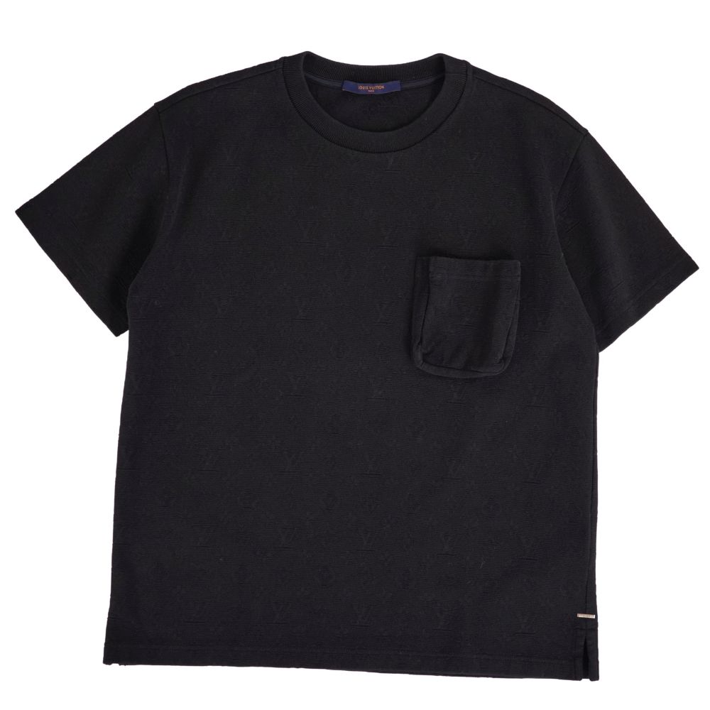 【美品】ルイヴィトン LOUIS VUITTON Tシャツ 2022 カットソー 半袖 ショートスリーブ シグネチャー3Dポケットモノグラム トップス メンズ イタリア製 S ブラック【中古】