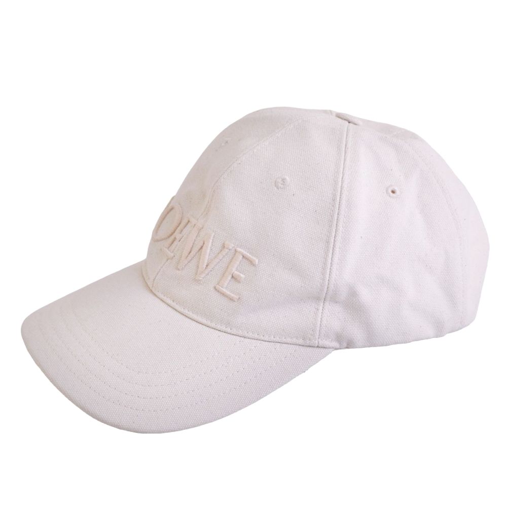 【美品】ロエベ LOEWE キャップ 帽子 ロゴ キャンバス レディース イタリア製 ONESIZE アイボリー【中古】|MODEST LORD 仙台 店