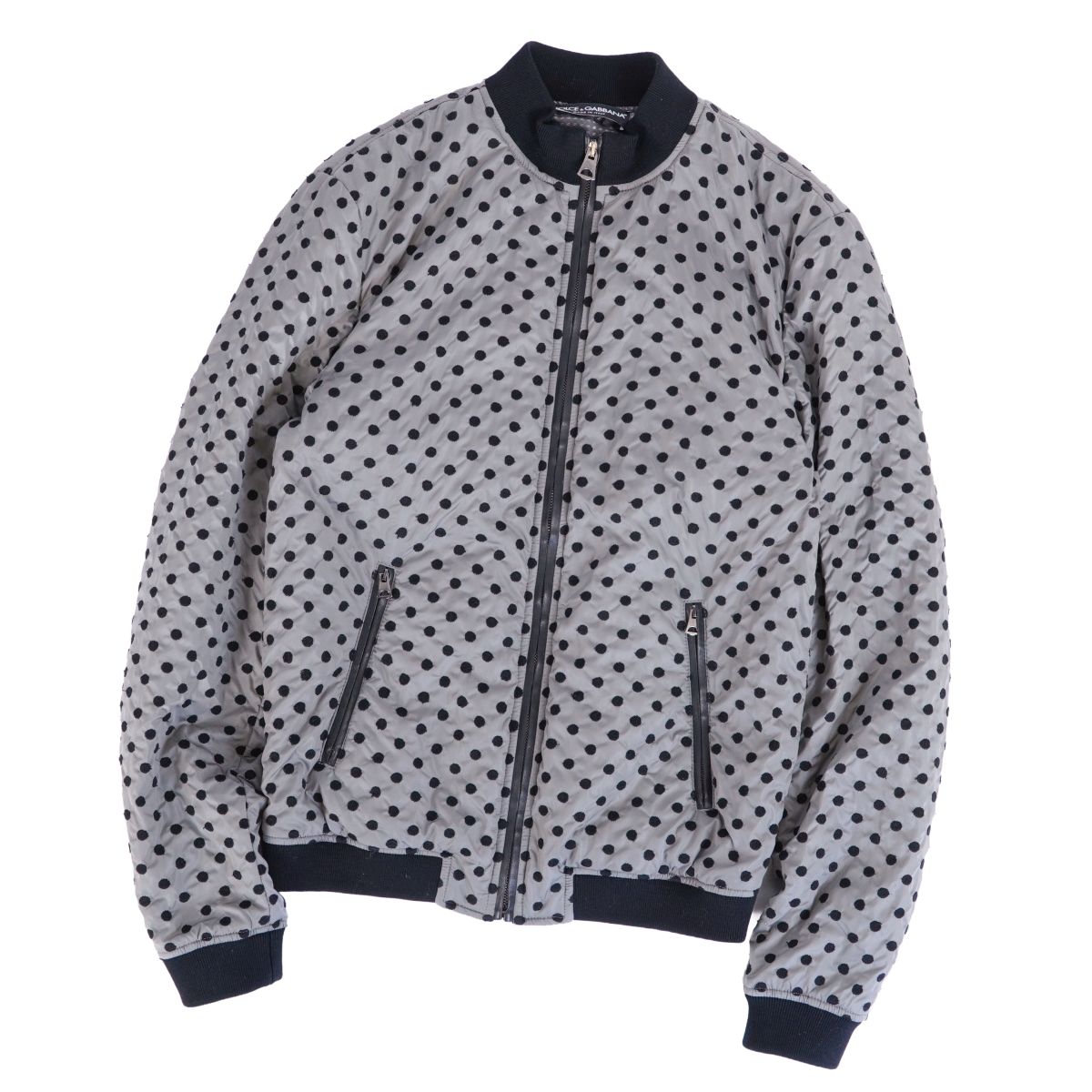 【美品】ドルチェ\u0026ガッバーナ DOLCE\u0026GABBANA 上衣 ナイロン上衣 上衣 水玉 点点柄刺しゅう ロング捩り 長袖 イタリア製 アウター メンズ 44(L好いかげんに) 薄墨色/黒いこと【中古】
