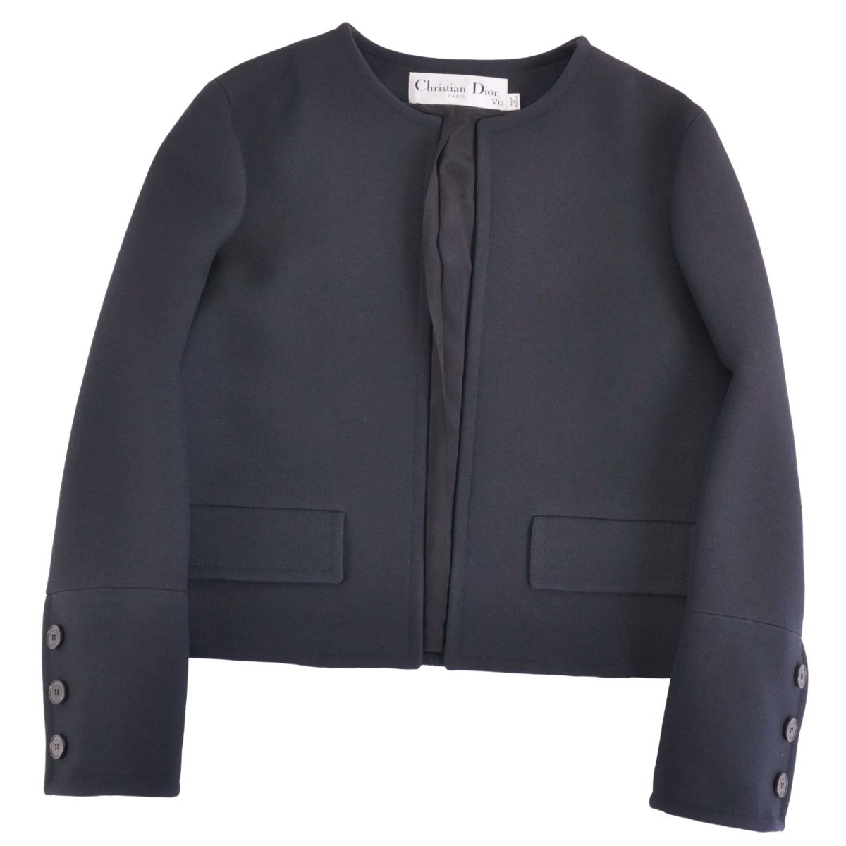 【新品負けず劣らず】ディオール Christian Dior 2022年 上衣 221V12A1162 否色合い 名取り草受け答え 羊毛 絹地 フランス共和国製 アウター レディース F38 I42 USA6(M好いかげんに) 米国海軍【中古】