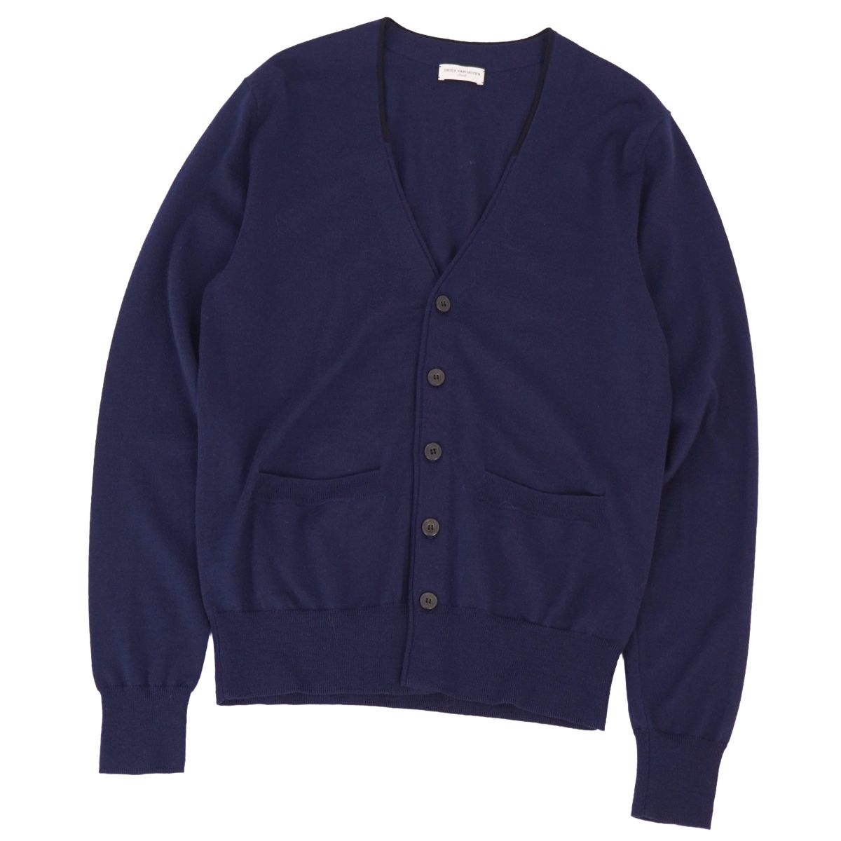 【美品】ドリスヴァンノッテン DRIES VAN NOTEN ジレー 編み物 ロング捩り 長袖 羊毛 トップス メンズ S 米国海軍【中古】