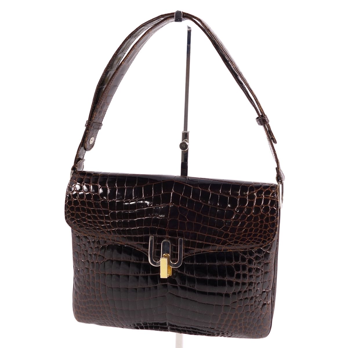 極美品 クロコダイル 本革 バッグ　GENUINE CROCODILE SKIN 極美品 クロコダイル CROCODILE バッグ ハンドバッグ マット