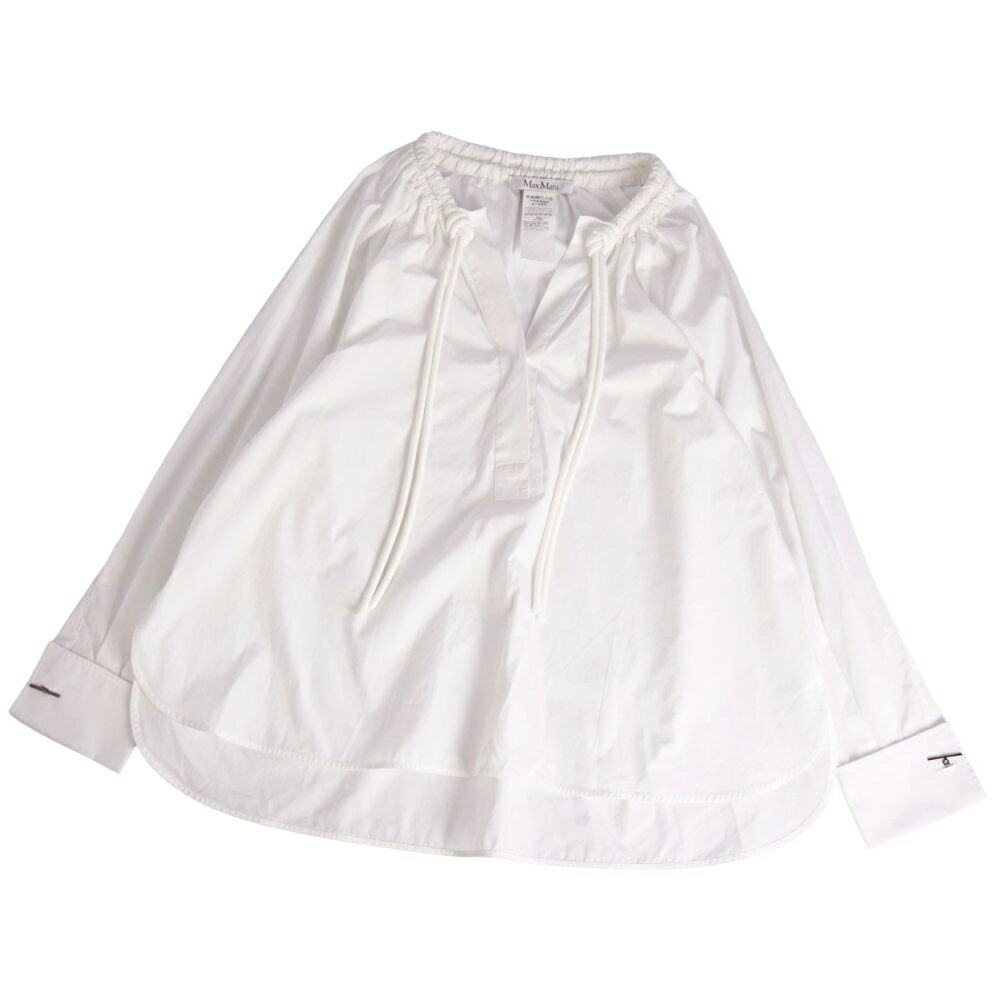 【美品】マックスマーラ Max Mara シャツ 2023 ブラウス プルオーバー ロングスリーブ 長袖 コットン トップス レディース IT44 US10 GB12(XL相当) ホワイト【中古】|MODEST LORD 仙台 店