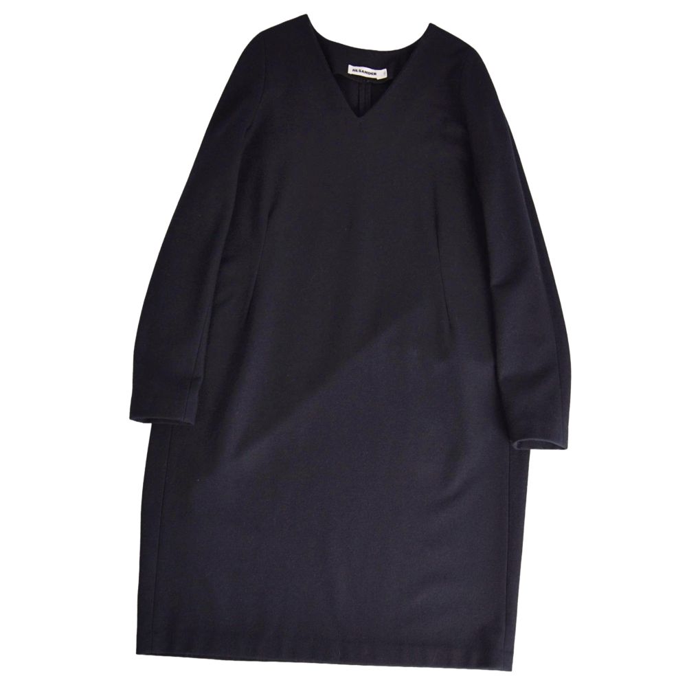 【美品】ジルサンダー JIL SANDER 衣装 ロング捩り 長袖 羊毛 レディース イタリア製 34(S好いかげんに) ダークネイビー【中古】