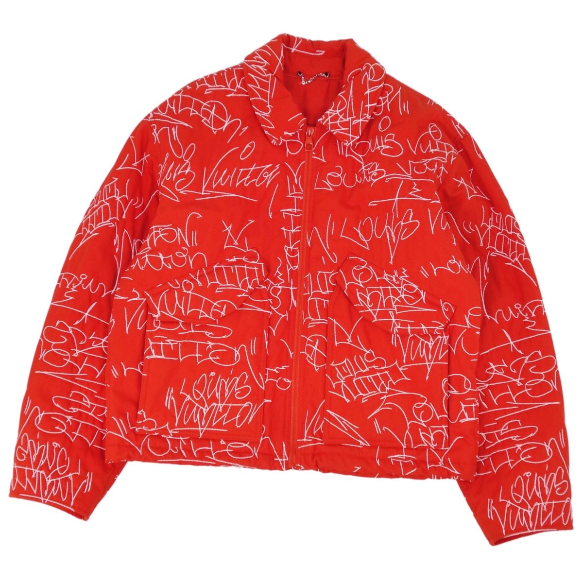 【新品同様】ルイヴィトン LOUIS VUITTON ジャケット 22AW エンブロイダードボンバー ロゴ コットン アウター メンズ フランス製 48(M相当) オレンジ【中古】