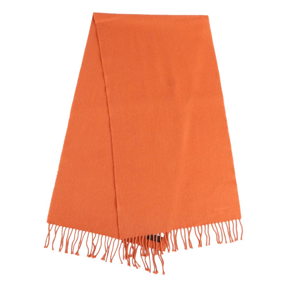 【美品】エルメス HERMES えり巻き 袈裟 フリンジ カシミール100% メンズ レディース スコットランド製 オレンジ色【中古】