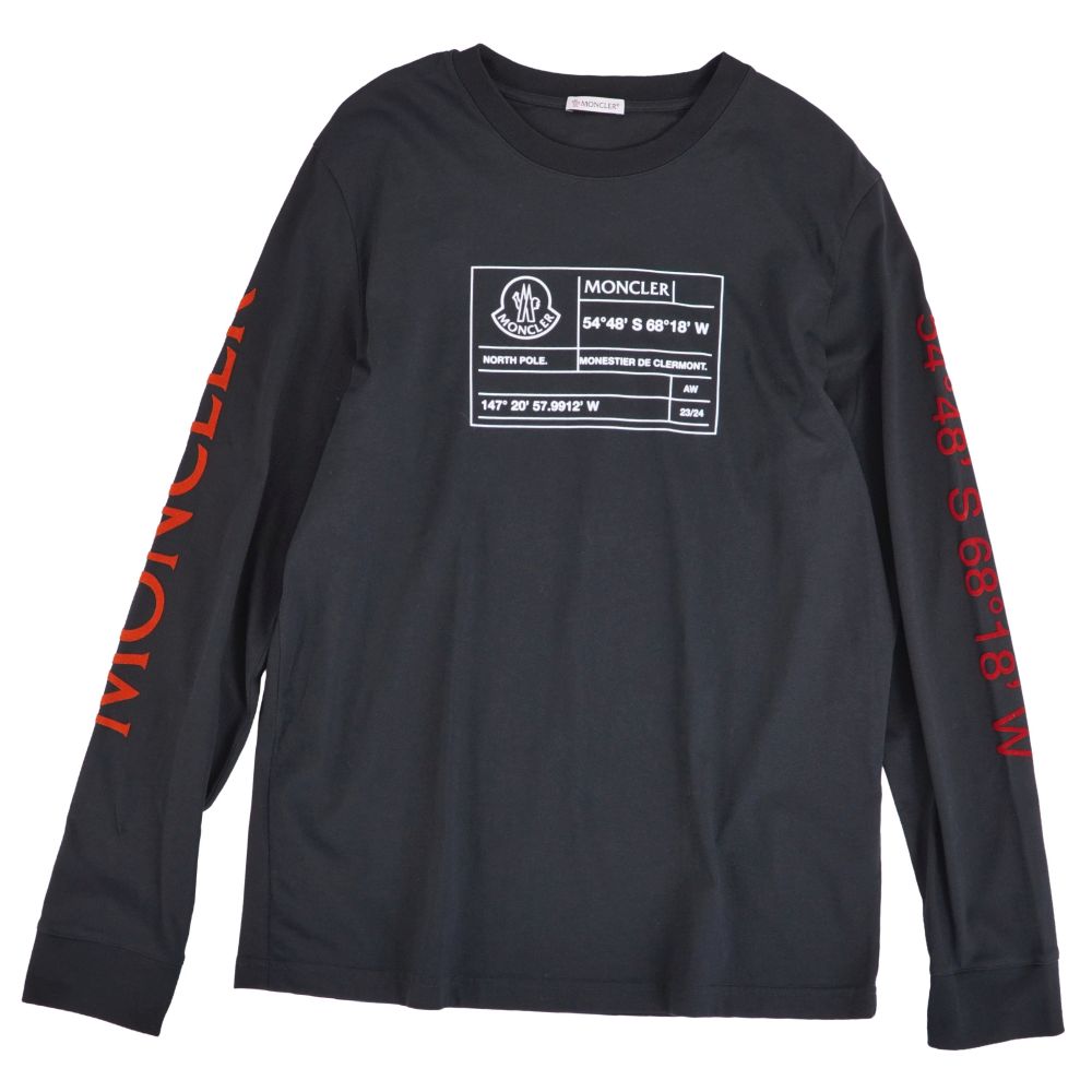 【美品】モンク線路 MONCLER プルオーバー 2022 カットソー ロング捩り 長袖 綿織物 トップス メンズ M 黒いこと【中古】