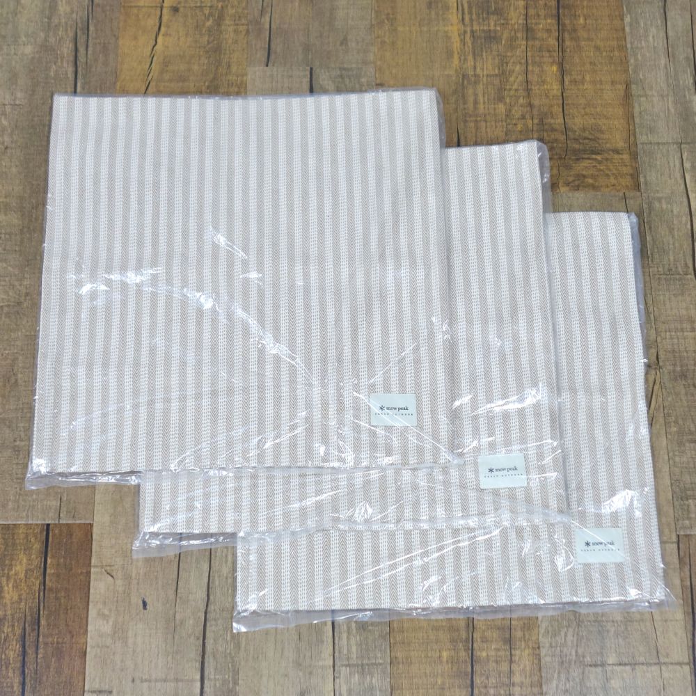 【新古品】スノーピーク snowpeak Cotton Herringbone Stripe Cushion Cover UO-AC-20AU001BG クッションカバー 3点セット【中古】