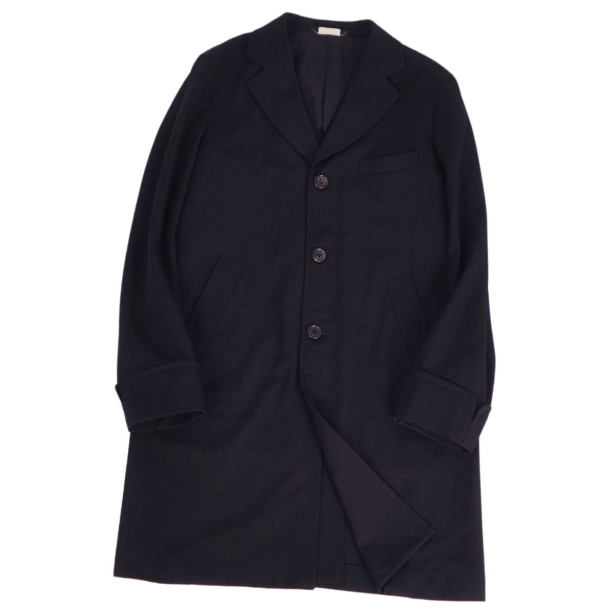 コムデギャルソンオムドゥ COMME des GARCONS HOMME DEUX 厚地の外套 チェスターコート 羊毛 ギャバジン アウター メンズ S 黒いこと【中古】