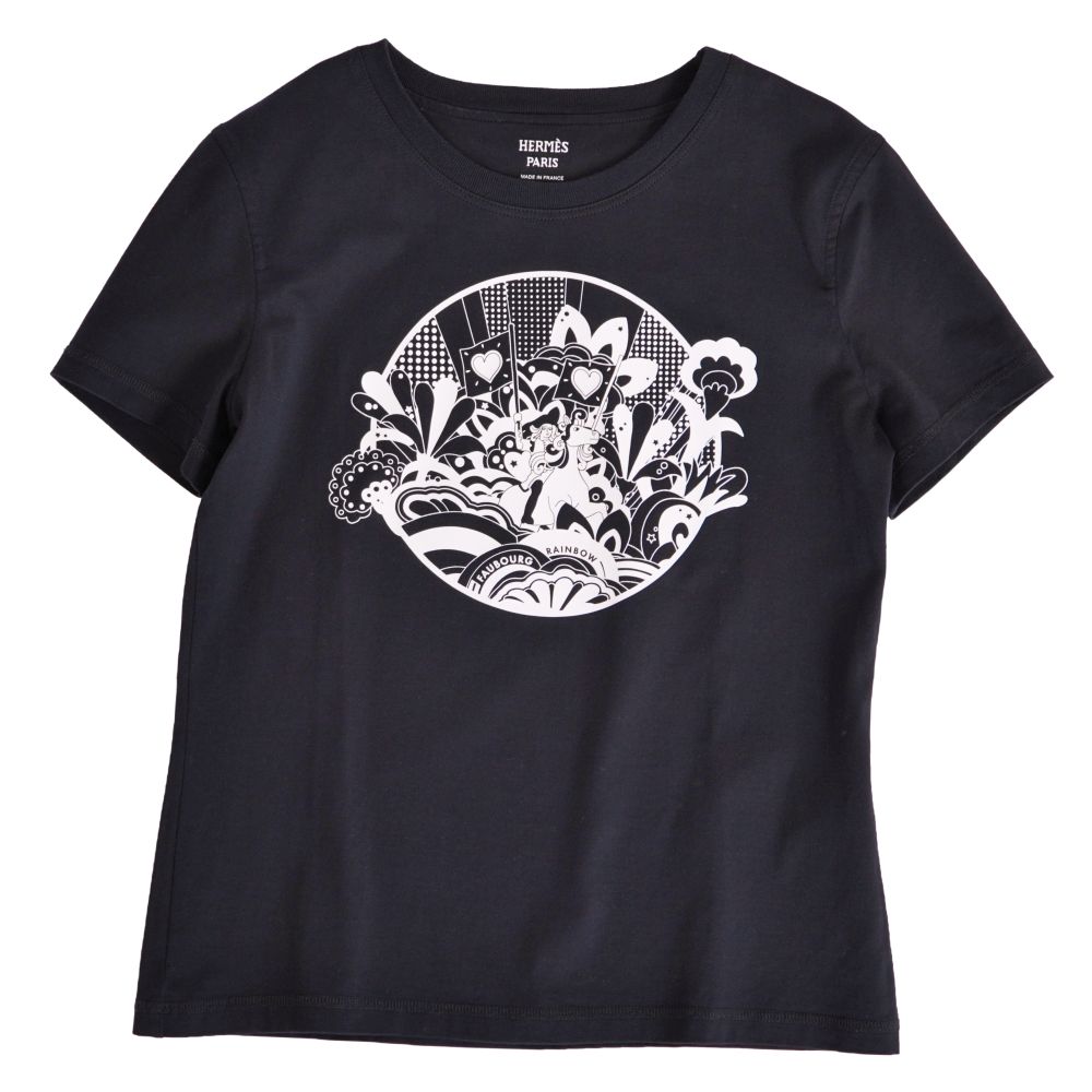 【美品】エルメス HERMES Tシャツ 22SS カットソー ショートスリーブ 半袖 コットン トップス レディース フランス製 36(S相当) ブラック【中古】 21,586円