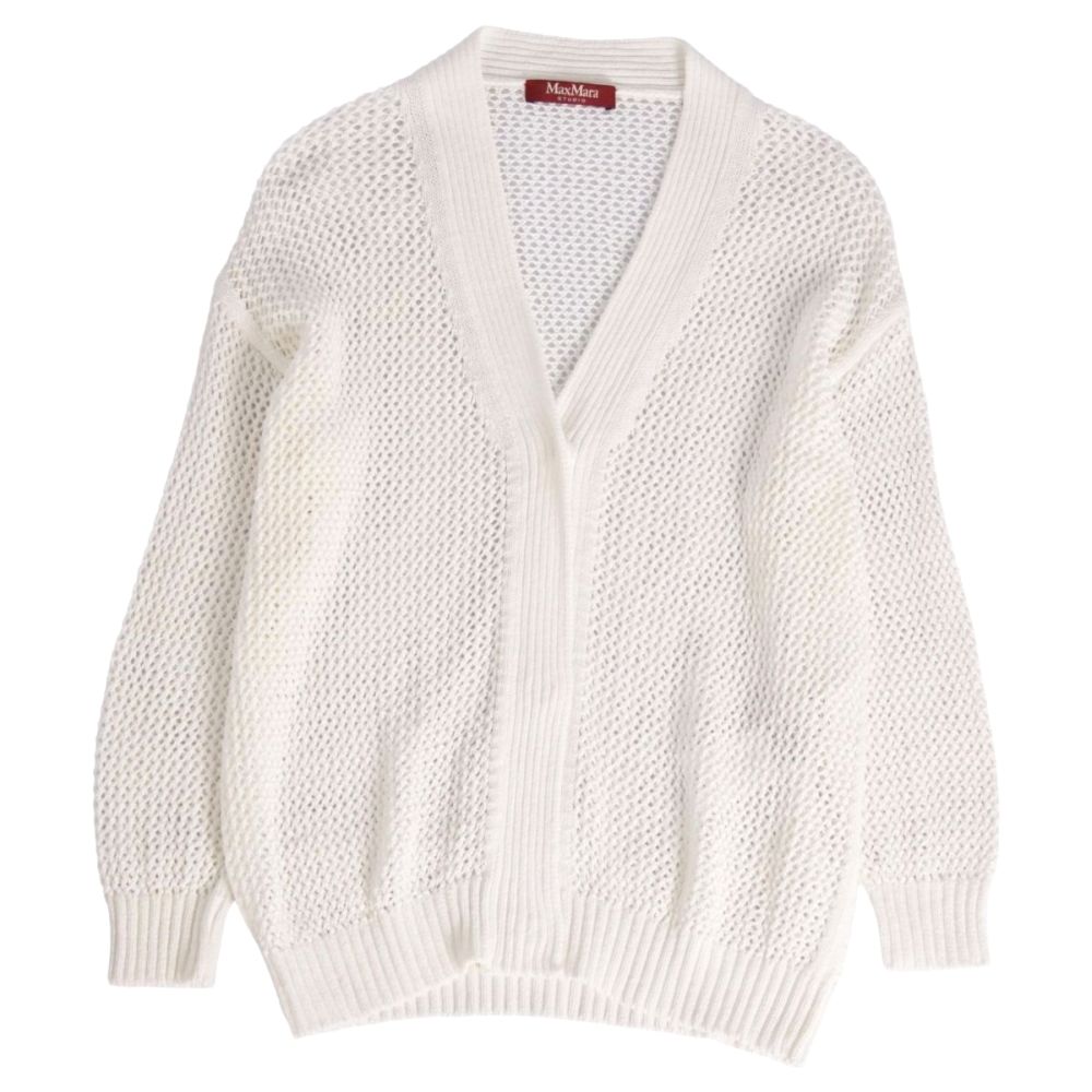 【美品】マックスマーラ Max Mara STUDIO カーディガン 2020 ニット ロングスリーブ 長袖 コットン トップス レディース S ホワイト【中古】｜MODEST LORD 仙台 店