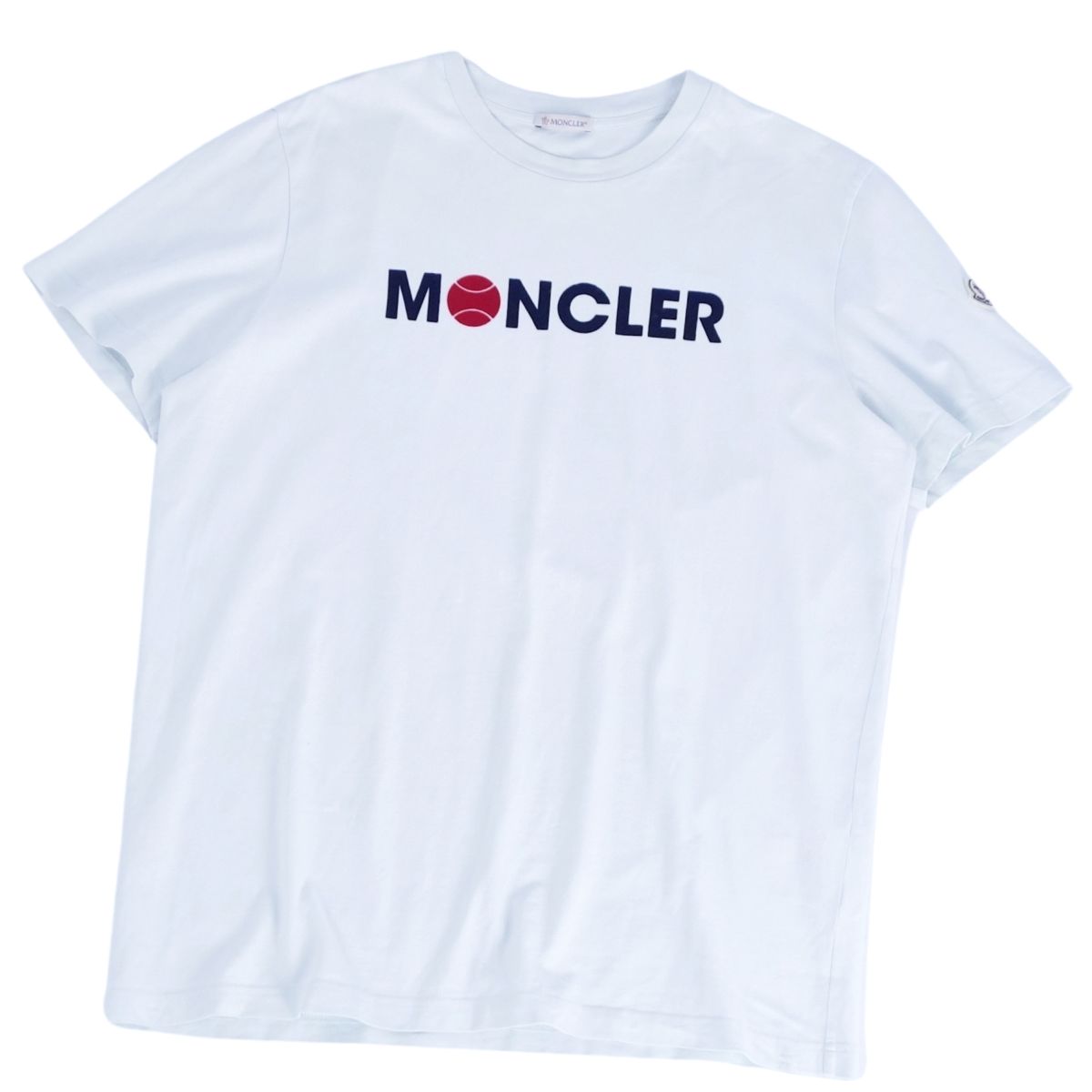 【美品】モンクレール MONCLER Tシャツ 2023 カットソー ショートスリーブ 半袖 コットン トップス メンズ XL ライトブルー【中古】