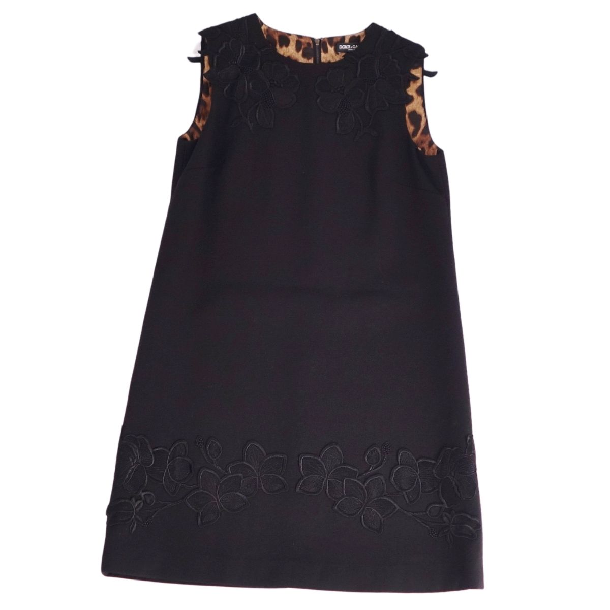 【極美品】ドルチェ&ガッバーナ DOLCE&GABBANA ワンピース ドレス ノースリーブ 花柄 刺繍 ウール トップス レディース 40(M相当) ブラック【中古】 29,315円