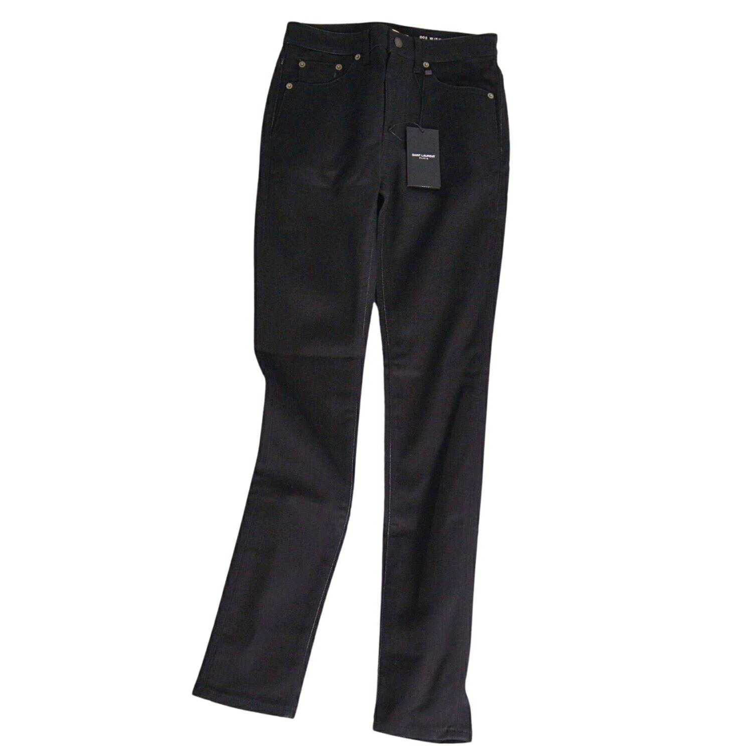 【新古品】サンローラン 光の都市 SAINT LAURENT PARIS ズボン下 ジーンズズボン下 デニム 黒いことジーンズ スキニー か細い 無地 綿織物 ボトムス レディース 26 黒いこと【中古】