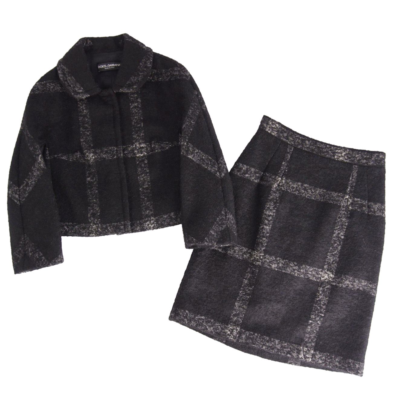 【美品】ドルチェ\u0026ガッバーナ DOLCE\u0026GABBANA セットアップ スコート背広 照合のしるし 羊毛 上衣 スコート レディース イタリア製 38(M好いかげんに) 黒いこと【中古】