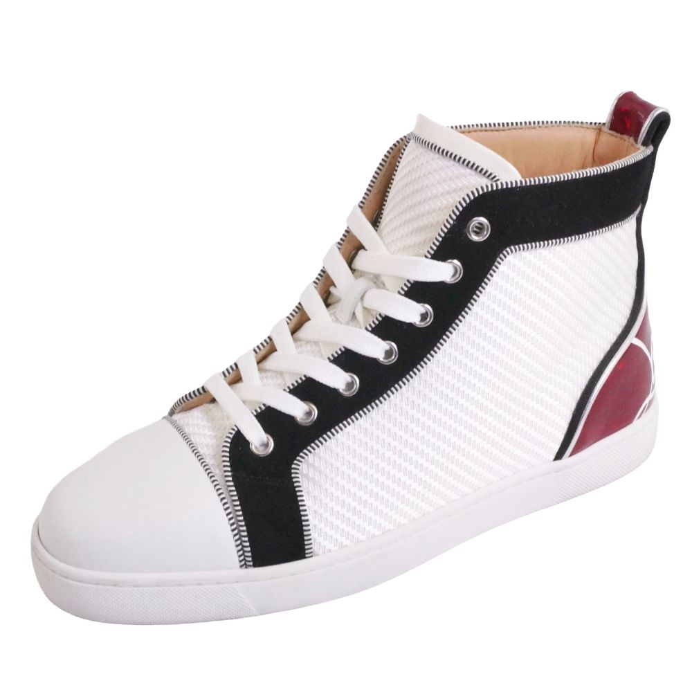 【美品】クリスチャンルブタン Christian Louboutin スニーカー Fun Louis Flat ハイカット レザー キャンバス シューズ 靴 メンズ イタリア製 41(26cm相当) ホワイト【中古】｜MODEST LORD 仙台 店