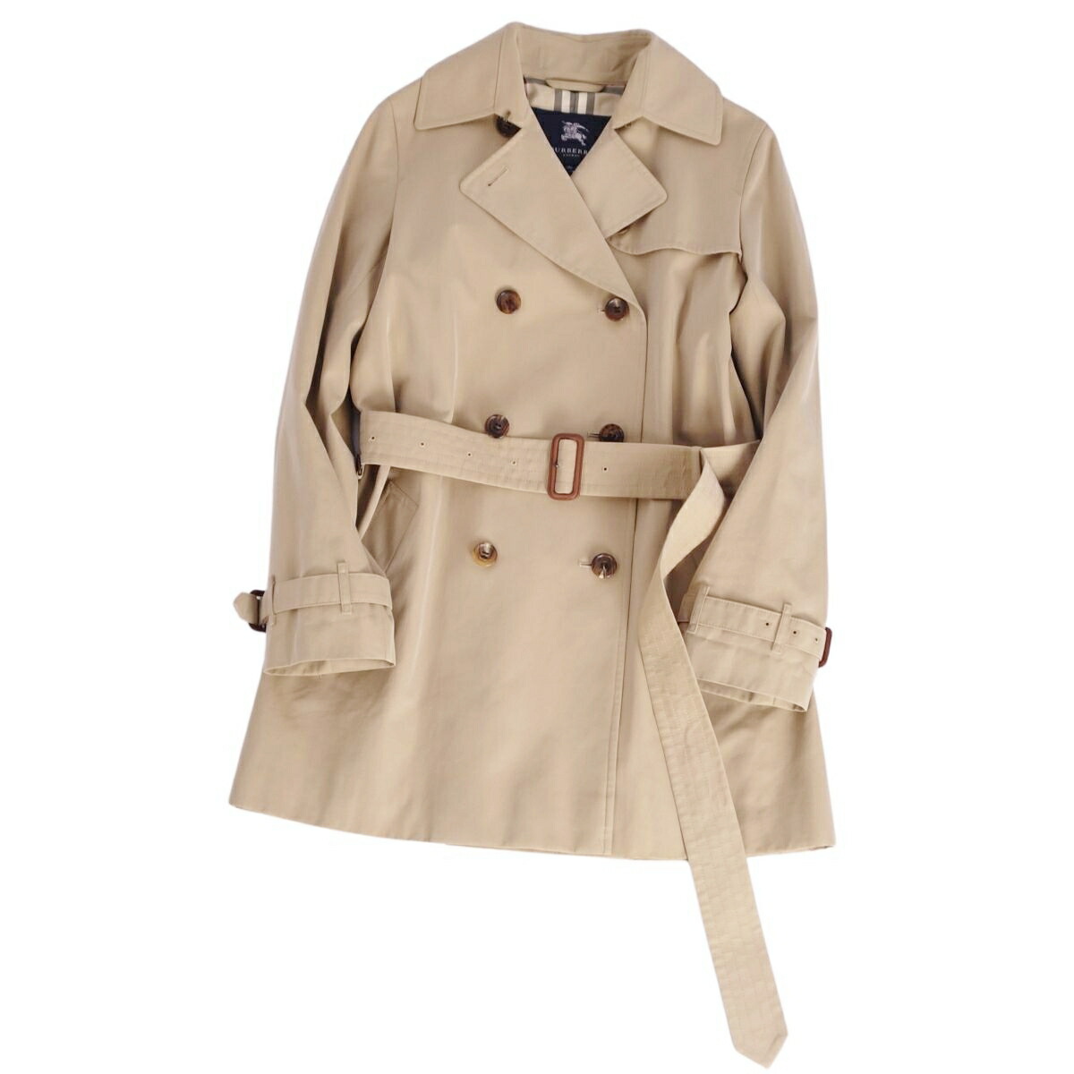 【美品】赤ちょうちんバリー 英国の首都 BURBERRY LONDON 厚地の外套 トレンチコート 裏照合のしるし 綿織物100％ アウター レディース 36(S好いかげんに) 真砂ベージュ【中古】