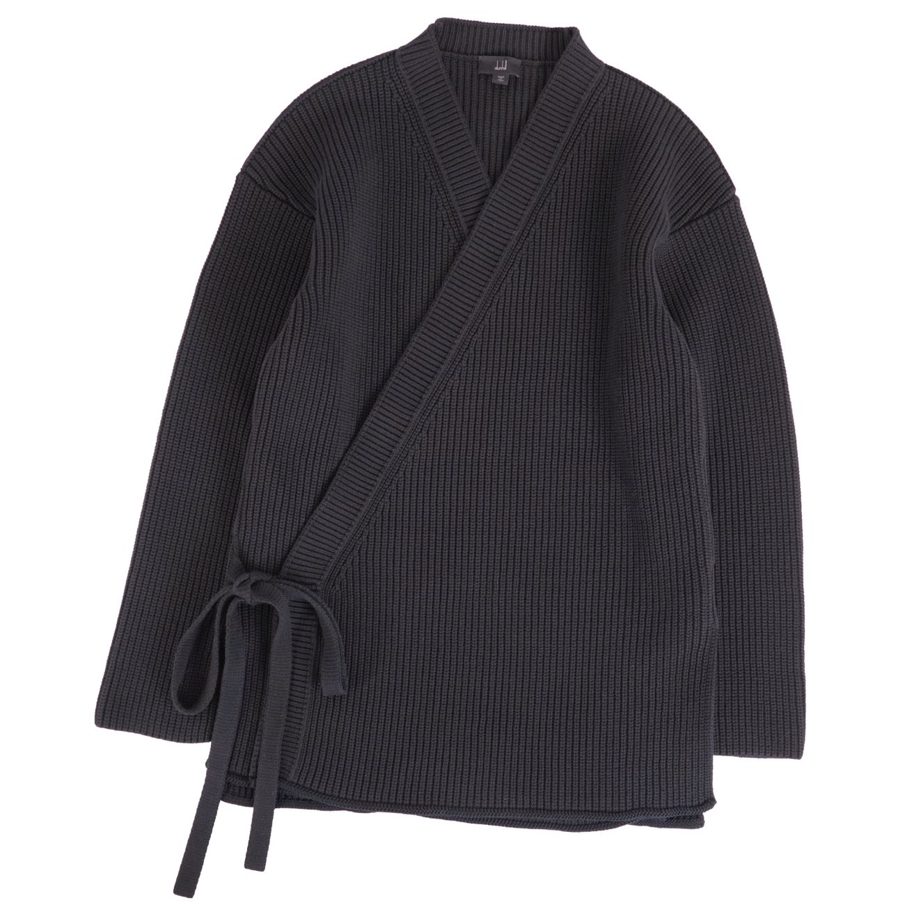 【美品】ダン吸血鬼 Dunhill ジレー 編み物 ロング捩り 長袖 綿織物 トップス メンズ イタリア製 L 黒いこと【中古】