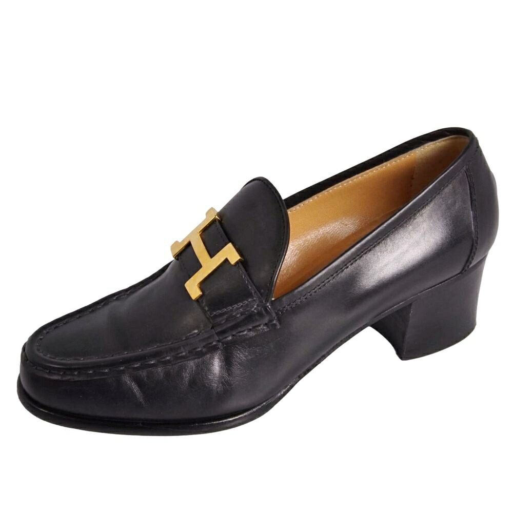 【美品】エルメス HERMES ローファー パンプス モカシン コンスタンス Hロゴ金具 レザー シューズ レディース イタリア製 36(23cm相当) ブラック【中古】｜MODEST LORD 仙台 店