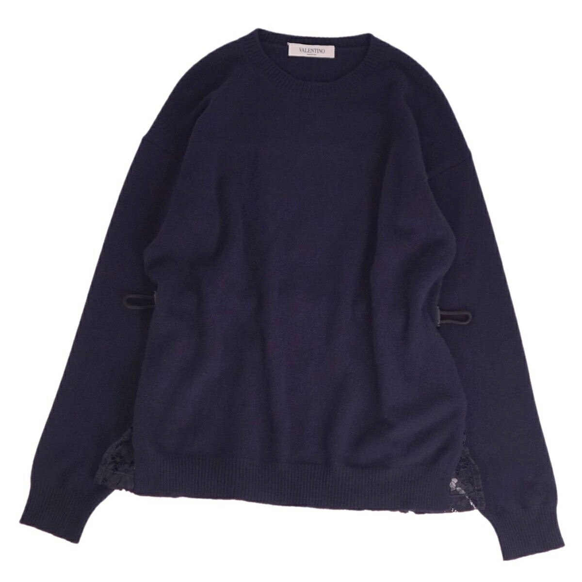 【美品】VALENTINO ヴァレンティノ Vロゴ 半袖 ニット XS 高級 VALENTINO (ヴァレンティノ) ロゴプリント クルーネック 半袖 T