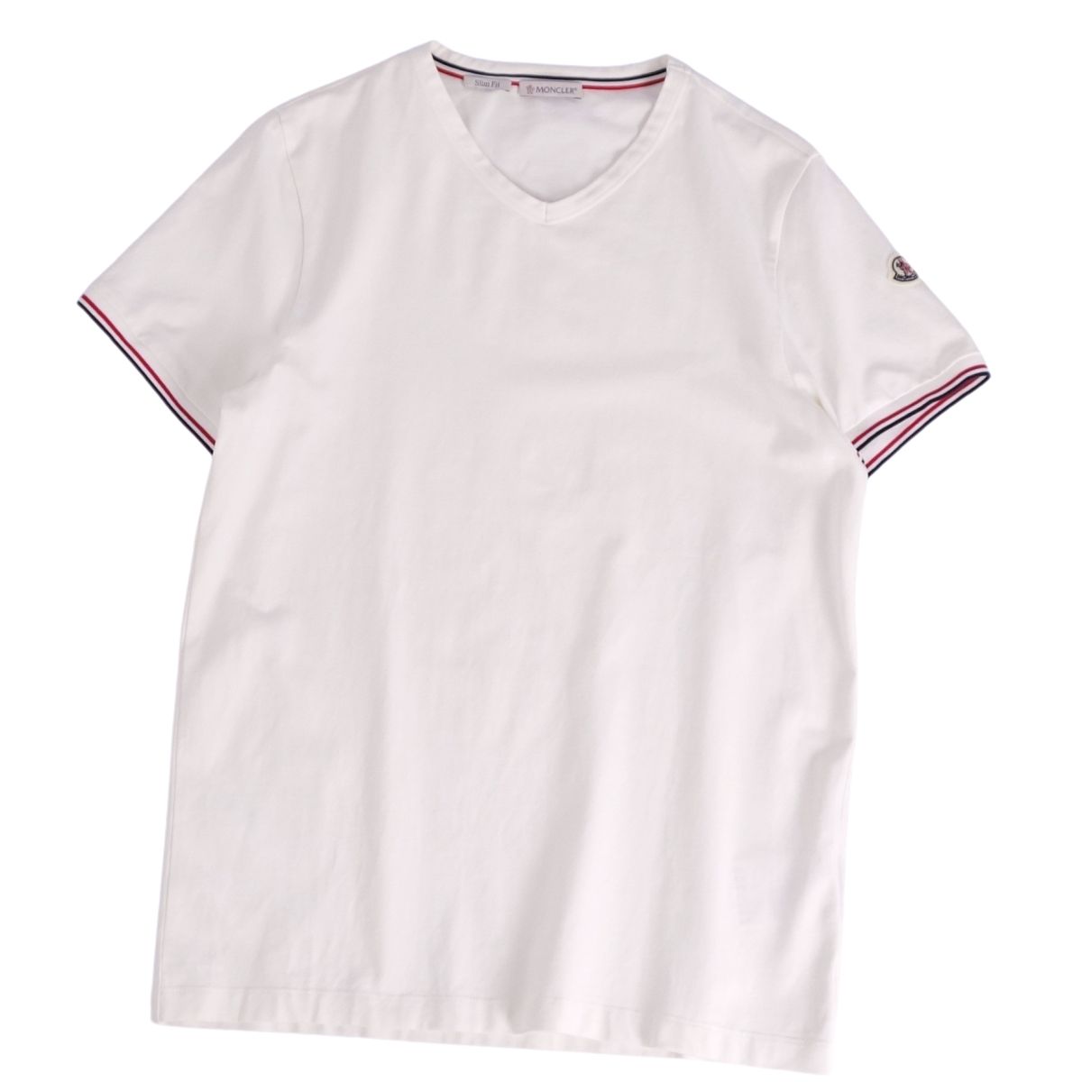 【美品】モンクレール MONCLER Tシャツ 2019 カットソー ショートスリーブ 半袖 コットン トップス メンズ M ホワイト【中古】