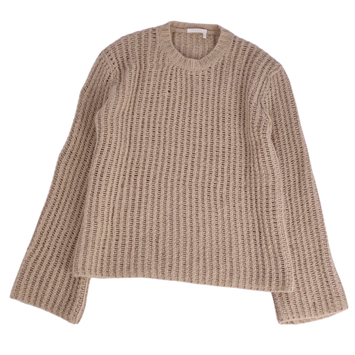 【美品】クロエ Chloe ニット 2023 セーター ロングスリーブ 長袖 ウール シルク カシミヤ トップス レディース S ベージュ【中古】