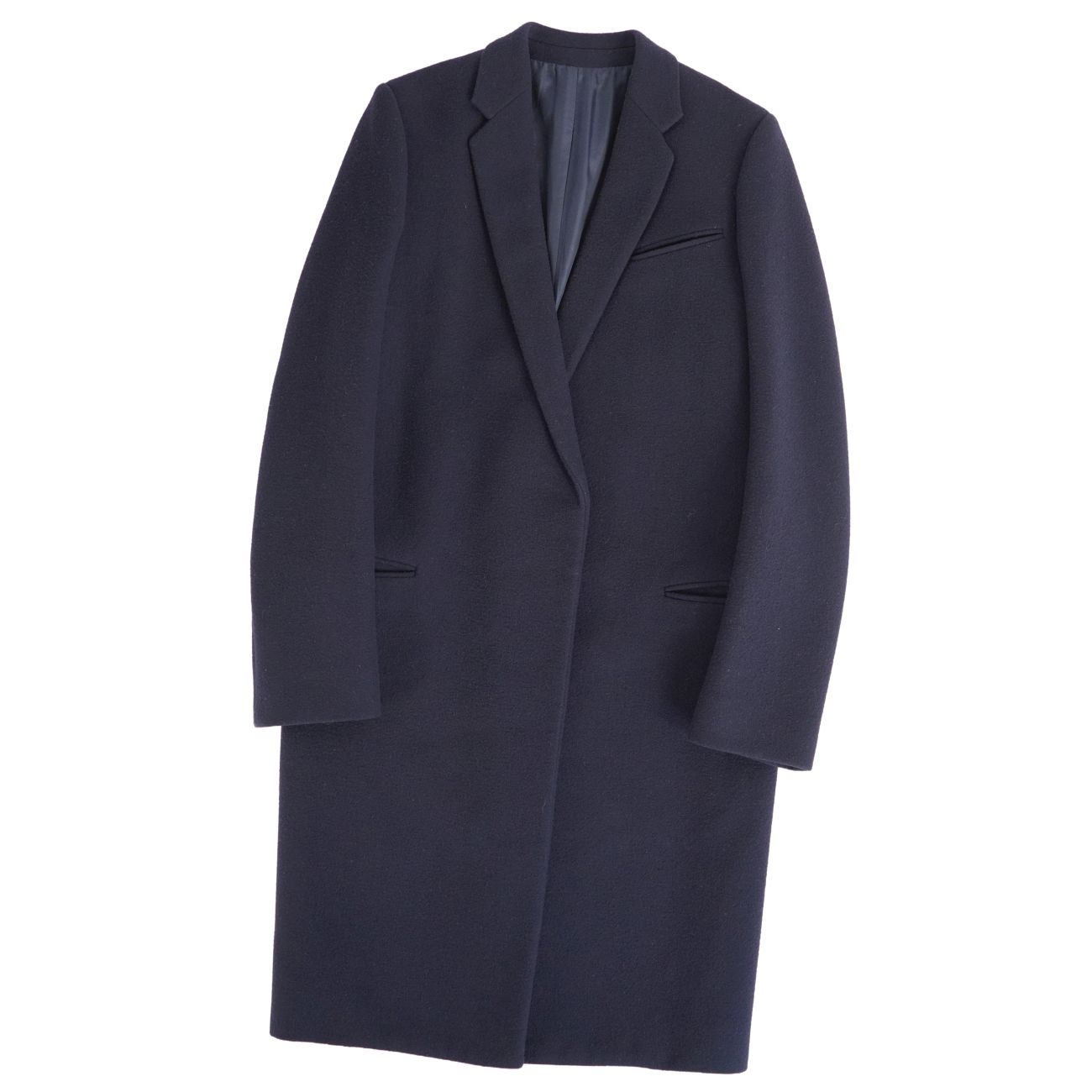 楽天市場】CELINE セリーヌ チェスターコート ウール レザー ネイビー