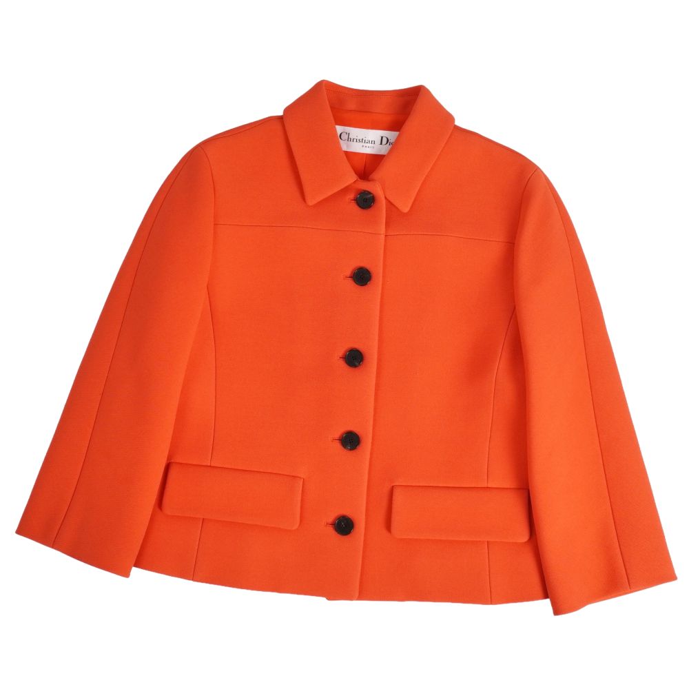 【極美品】クリスチャンディオール Christian Dior ジャケット 2022 ロングスリーブ 長袖 ウール シルク アウター レディース フランス製 F34 I38 USA2(XS~S相当) オレンジ【中古】|MODEST LORD 仙台 店