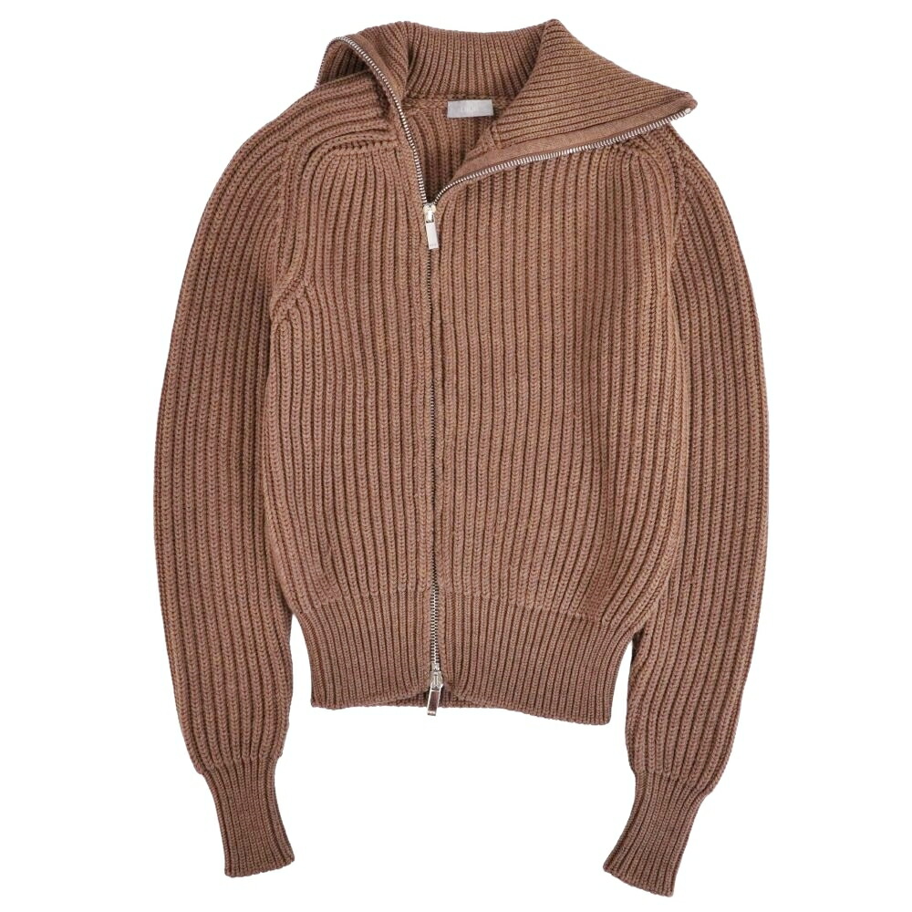 【美品】ディオールオム DIOR HOMME ニット セーター ドライバーズニット カーディガン ジップアップ ハイネック ローゲージ ウール メンズ イタリア製 XS ブラウン【中古】|MODEST LORD 仙台 店