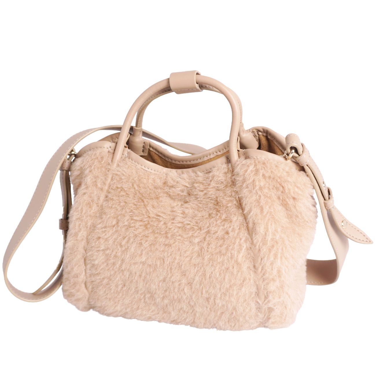 【極美品】マックスマーラ Max Mara バッグ テディベア Tマリン スモール マリンバッグ ウール シルク バッグ カバン 鞄 レディース ベージュ【中古】