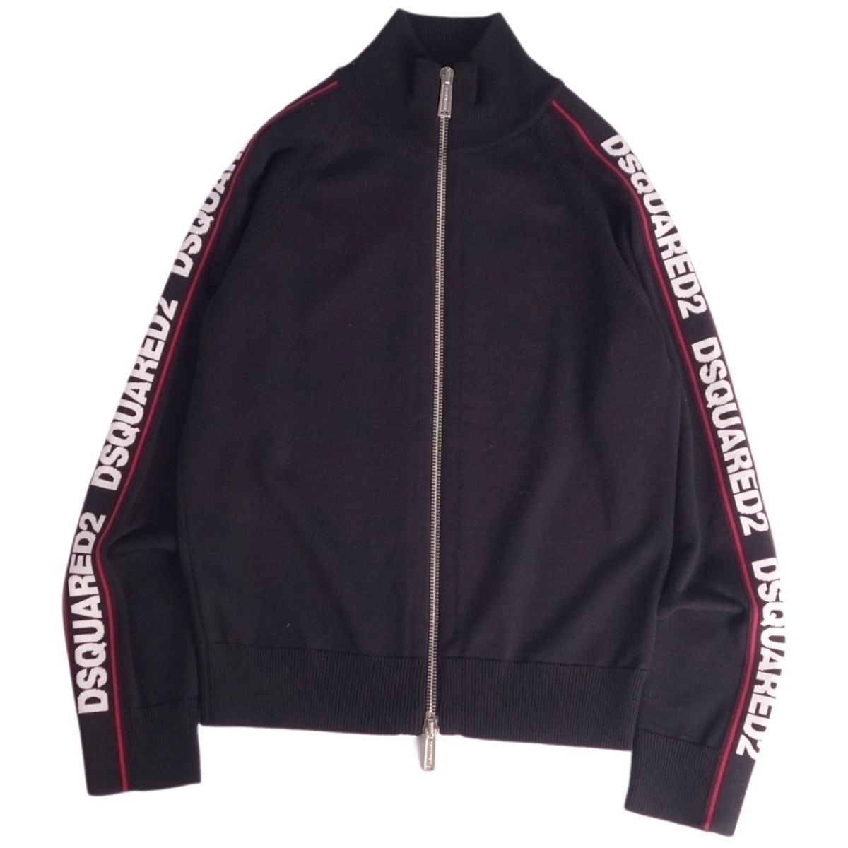 【極美品】ディースクエアード DSQUARED2 SKI ジャケット ニット ドライバーズ ジップアップ ロゴ アウター メンズ XS ブラック【中古】
