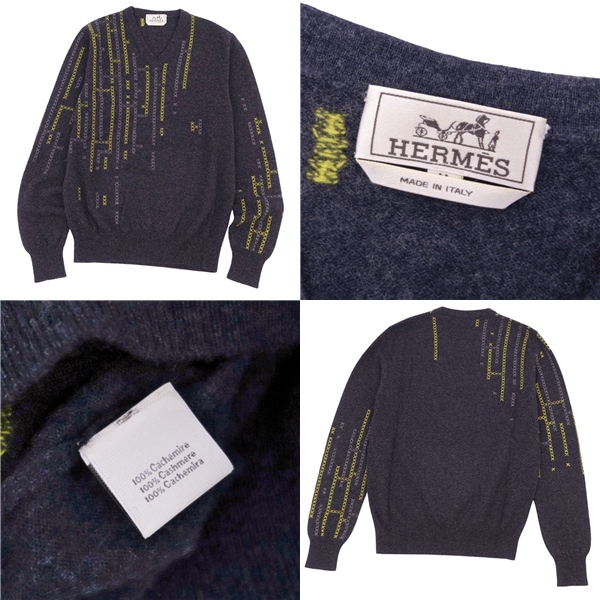 エルメス HERMES ニット メンズ セーター 総柄 Hロゴ 19AW トップス M