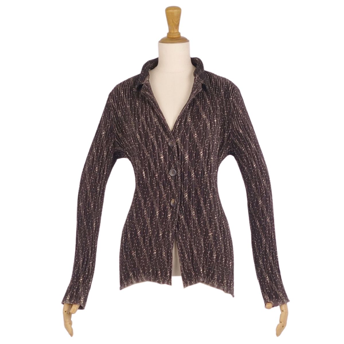 【美品】イッセイミヤケ ISSEY MIYAKE ジャケット ロングスリーブ 長袖 総柄 トップス レディース 2(M相当) ブラウン【中古】｜MODEST LORD 仙台 店 19,747円