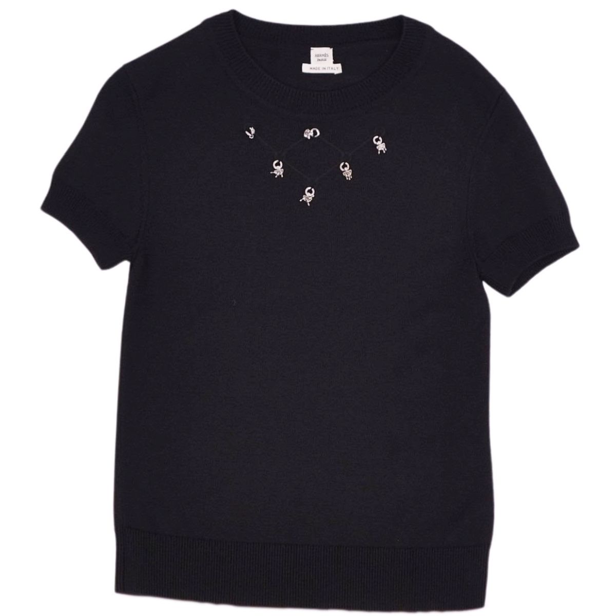 未使用 HERMES 半袖ニット ジップ 黒白 38 未使用 HERMES 半袖ニット ジップ 黒白 38 未使用 HERMES 半袖ニット