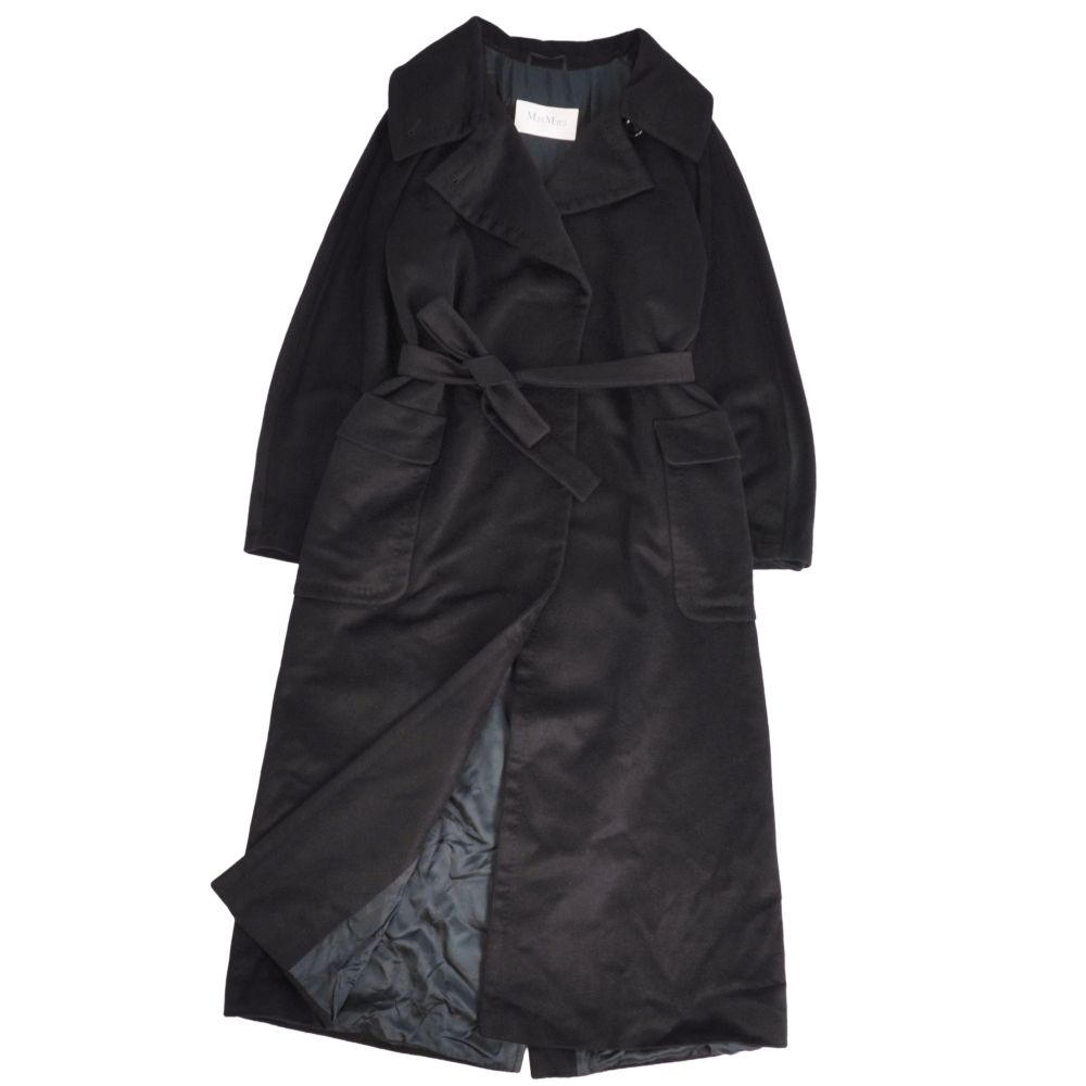【美品】マックスマーラ Max Mara コート 白タグ ベルト付き ロングコート ラップコート キャメル100% アウター レディース イタリア製 JI42 USA8 FB40(L相当) ブラック【中古】｜MODEST LORD 仙台 店