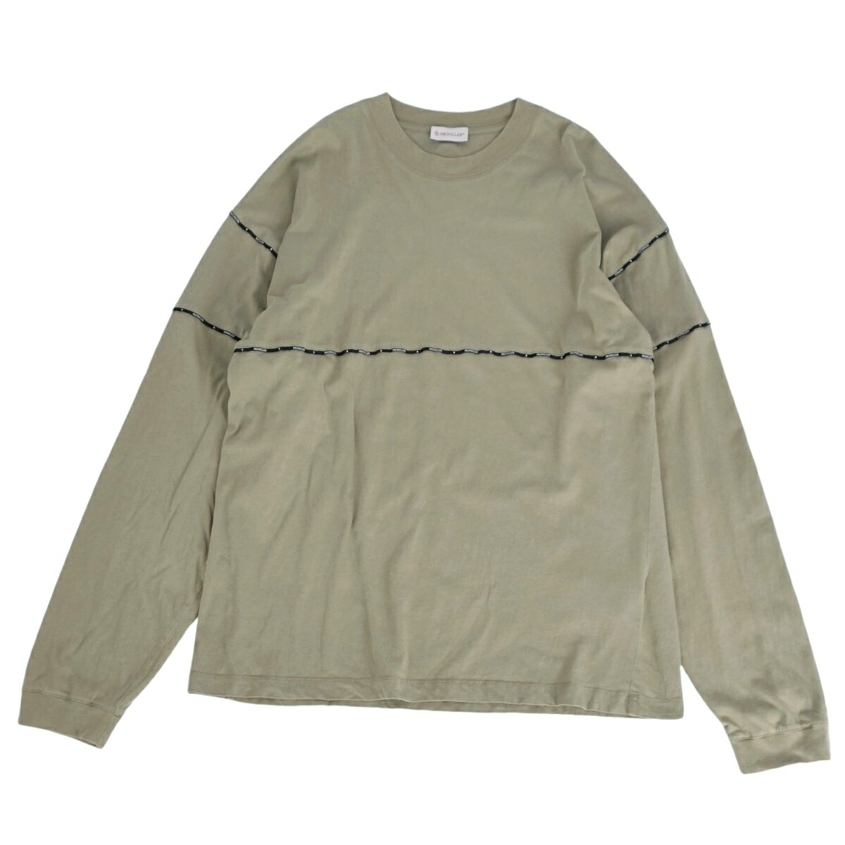 【美品】モンクレール MONCLER Tシャツ 2021 カットソー ロングスリーブ 長袖 コットン トップス メンズ M カーキ【中古】