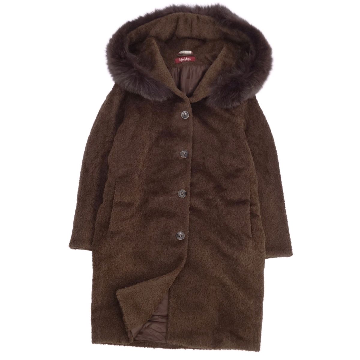 【極美品】マックスマーラ Max Mara STUDIO 厚地の外套 ロング厚地の外套 稲荷毛革 アルパカ 羊毛 アウター レディース イタリア製 JI36 USA2 GB4(S好いかげんに) 赤銅色【中古】